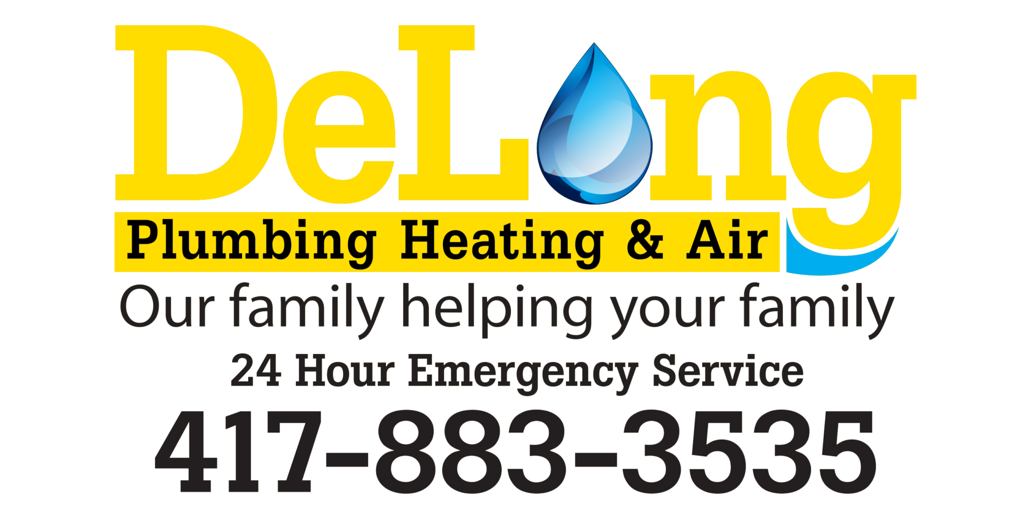 DeLong Plumbing FULL COLOR LOGO on Yellow Background NO DP
